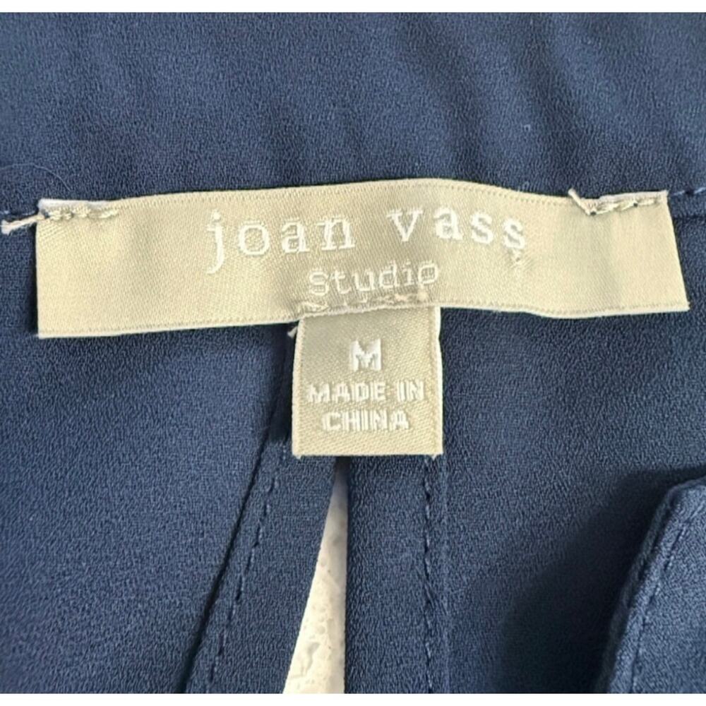 Joan Vass Studio Tunic Blouse Women’s Size M Navy Blue Long Sleeve High Low Hem - Picture 6 of 7
